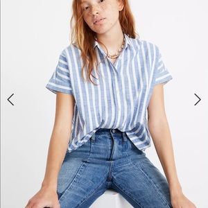 Madewell Cropped Button Down Shirt in Stripe XS